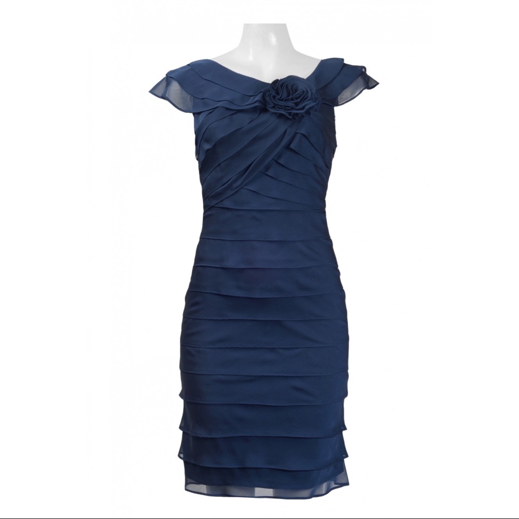London Times Shutter Dress W/ Flower Embellishment